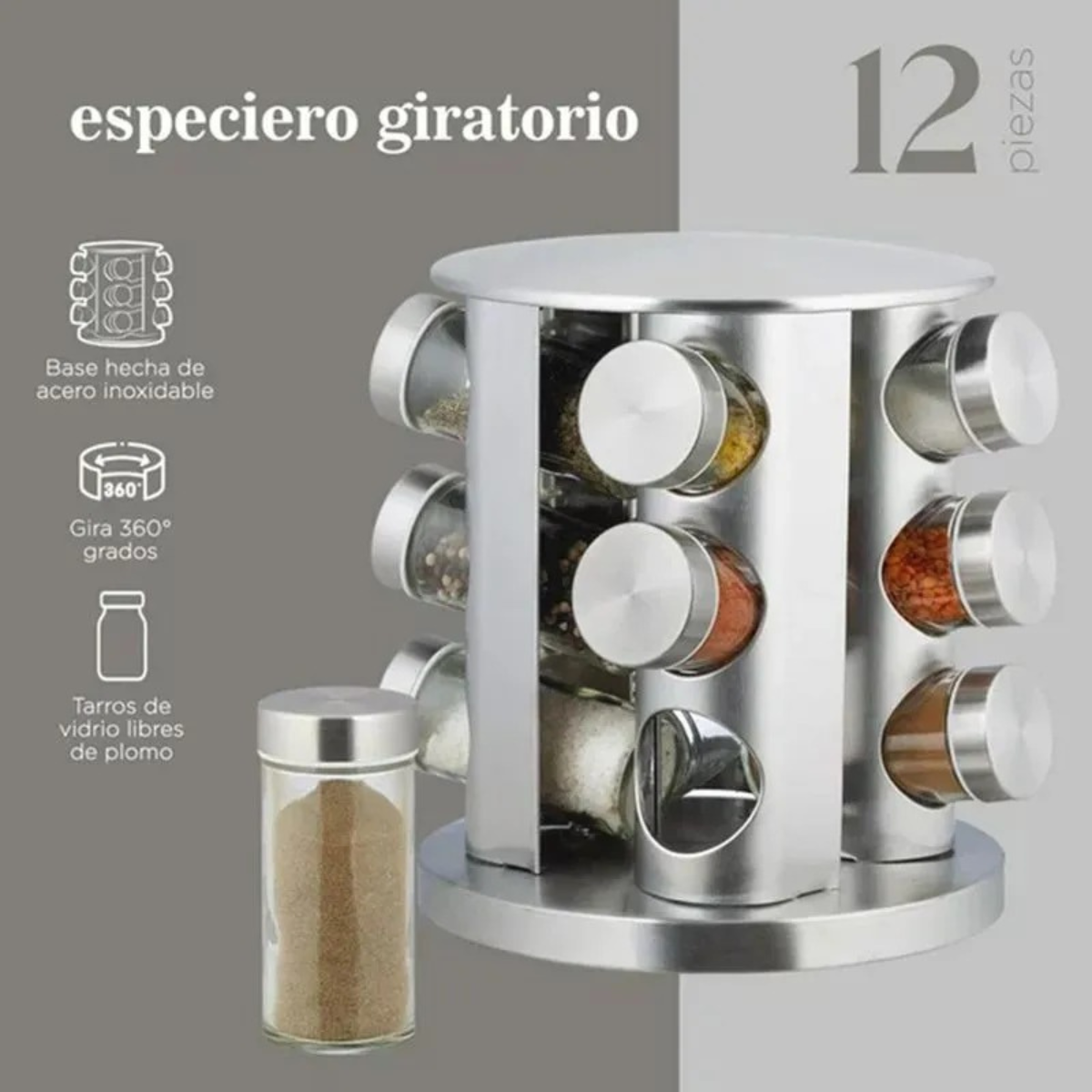 Organizador de Especias 12 Piezas: El Aliado Perfect Mantener la cocina organizada puede ser un desafío, especialmente cuando se trata de las especias. Si buscas una solución práctica y estética para almacenar tus condimentos, el organizador de especias 12 piezas es justo lo que necesitas. En Onlineshoppingcenterg, entendemos la importancia de un espacio de cocina bien organizado, y por eso te ofrecemos este práctico organizador que hará tu vida más fácil.  ¿Qué es un Organizador de Especias 12 Piezas? Un organizador de especias 12 piezas es un sistema compacto y eficiente para almacenar y organizar tus especias favoritas. Este juego incluye 12 frascos diseñados para mantener tus especias frescas y al alcance de la mano, mientras optimizas el espacio en tu cocina.  Beneficios de Usar un Organizador de Especias Ahorro de espacio: El organizador de especias te permite maximizar el espacio en tus cajones o armarios, manteniendo todas tus especias en un solo lugar.  Acceso rápido y fácil: Con un organizador de especias de pared o un organizador de especias giratorio , tendrás todas tus especias a la vista y accesibles al instante.  Mantenimiento de la frescura: Almacenar las especias correctamente en frascos herméticos prolonga su frescura y sabor.  Tipos de Organizadores de Especias En Onlineshoppingcenterg , ofrecemos una variedad de opciones para adaptarse a cualquier cocina y estilo de vida.  Organizador de Especias Giratorio El organizador de especias giratorio es perfecto para quienes desean un acceso fácil a sus especias sin sacrificar espacio. Este tipo de organizador permite girar los frascos para seleccionar rápidamente la especia que necesitas mientras cocinas.